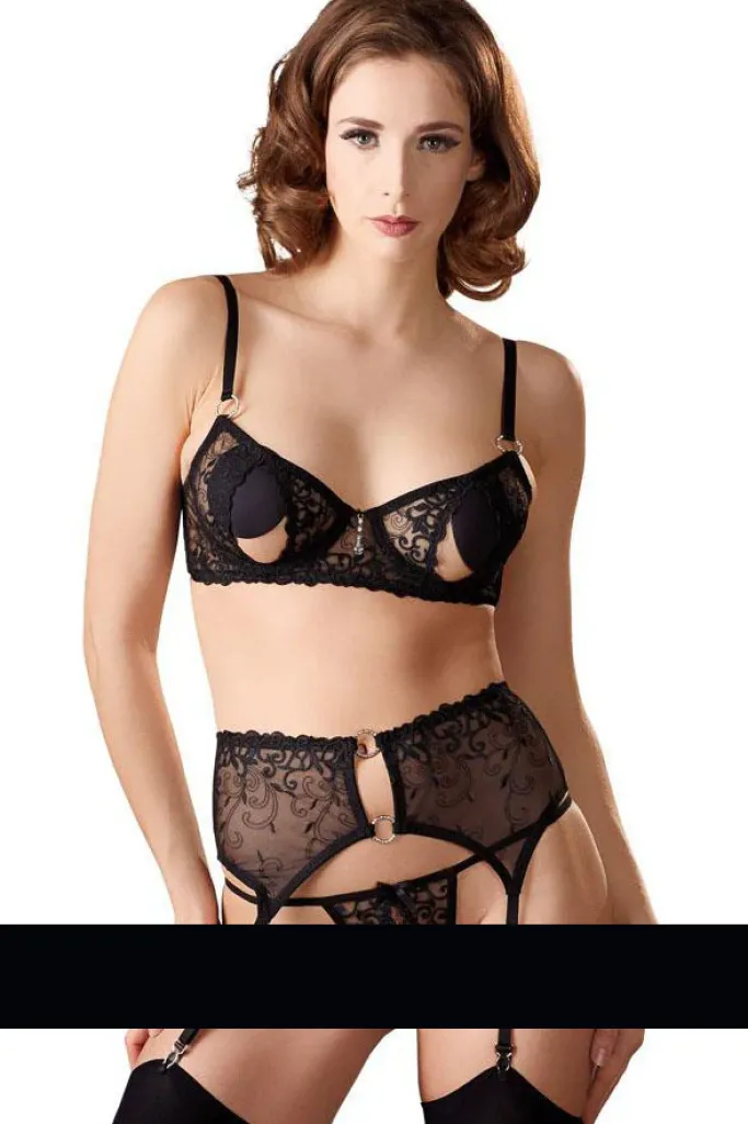 Abierta Fina Bra Set with Slits in the Cups