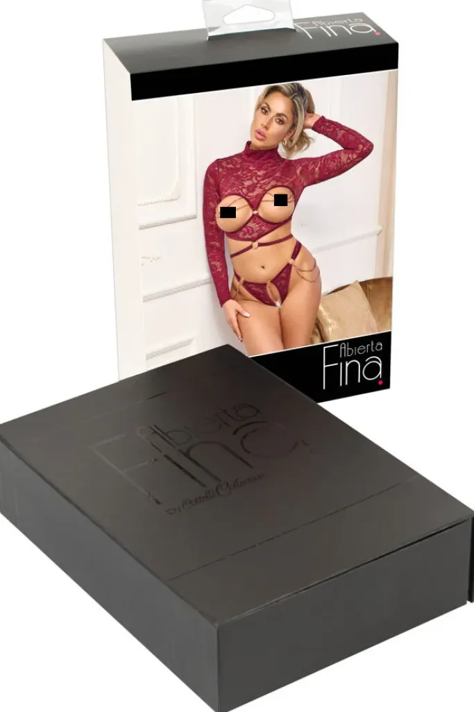 Abierta Fina Red Lace Set