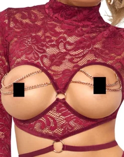 Abierta Fina Red Lace Set