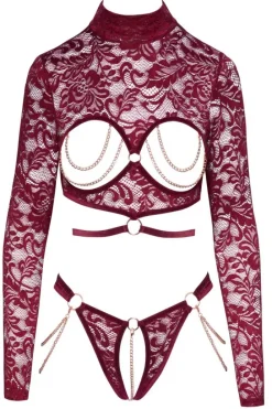 Abierta Fina Red Lace Set