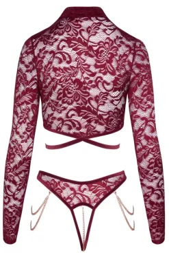 Abierta Fina Red Lace Set