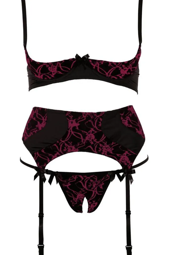 Abierta Fina Red Shelf Bra Set