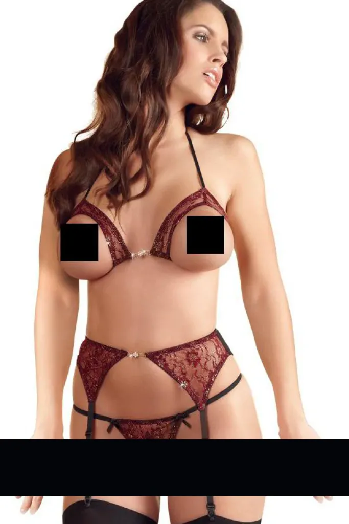 Abierta Fina Red Suspender Set
