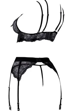 Abierta Fina Suspender Lingerie Set