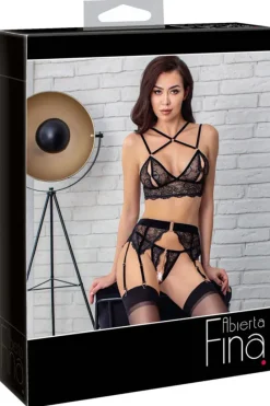 Abierta Fina Suspender Lingerie Set