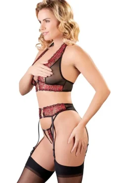 Abierta Fina Suspender Set with Rhinestones (L, XL)
