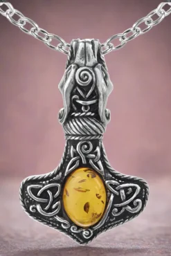 Alchemy Gothic Alchemy Amber Dragon Thor Hammer Pendant