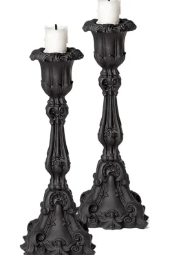 Alchemy Gothic Alchemy Black Baroque Candlesticks Pair