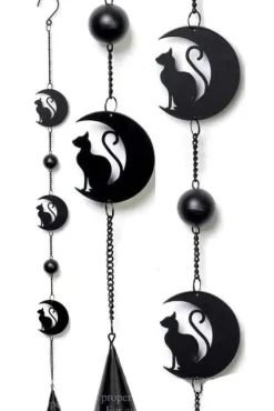 Alchemy Gothic Alchemy Black Cat and Moon Wind Chime