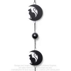 Alchemy Gothic Alchemy Black Cat and Moon Wind Chime