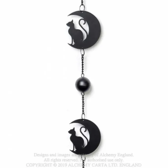 Alchemy Gothic Alchemy Black Cat and Moon Wind Chime