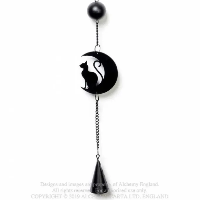 Alchemy Gothic Alchemy Black Cat and Moon Wind Chime