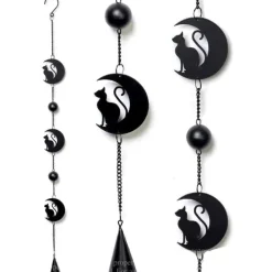 Alchemy Gothic Alchemy Black Cat and Moon Wind Chime
