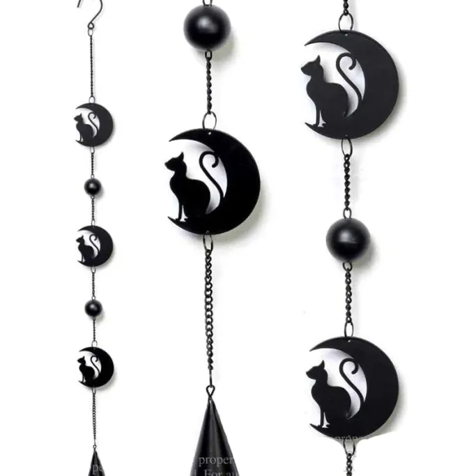 Alchemy Gothic Alchemy Black Cat and Moon Wind Chime