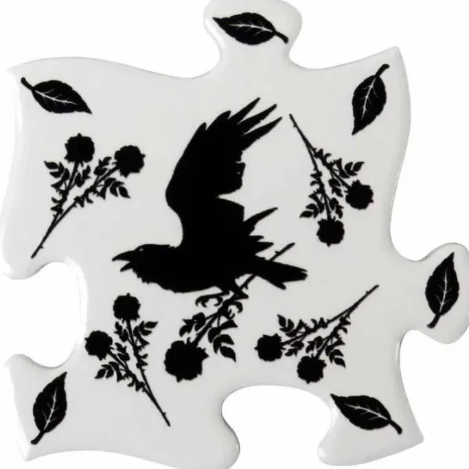 Alchemy Gothic Alchemy Black Raven and Rose Jigsaw Coasters