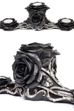 Alchemy Gothic Alchemy Black Rose Triple T-Light Holder
