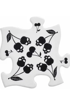 Alchemy Gothic Alchemy Black Skull Cherries Jigsaw Coasters