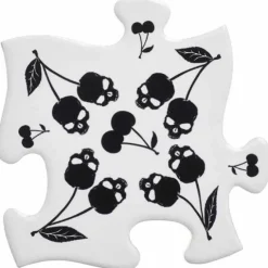 Alchemy Gothic Alchemy Black Skull Cherries Jigsaw Coasters