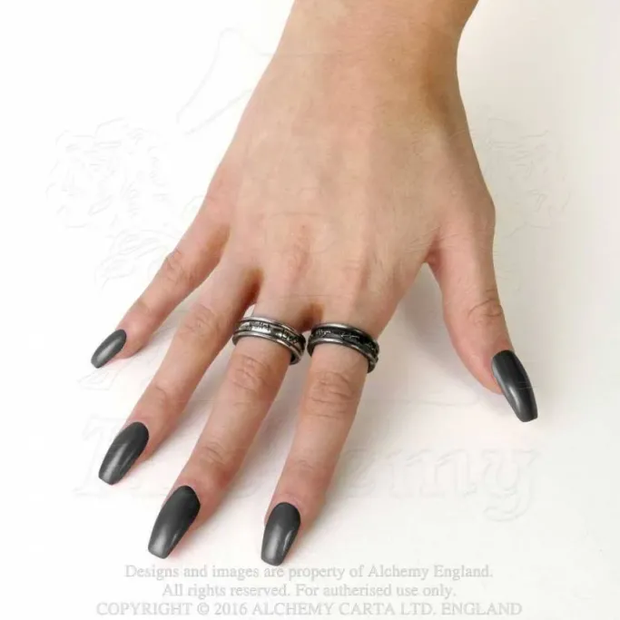 Alchemy Gothic Alchemy Demon Black and Angel White Ring R212