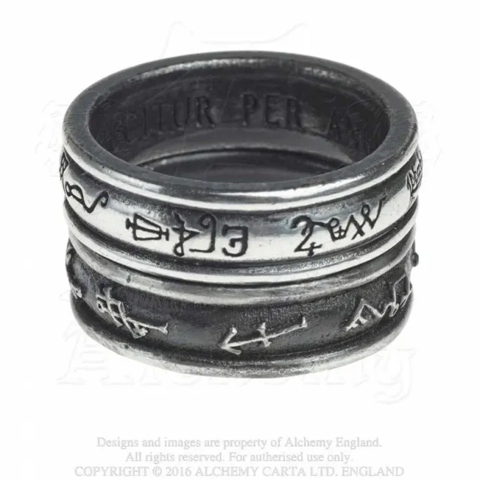 Alchemy Gothic Alchemy Demon Black and Angel White Ring R212