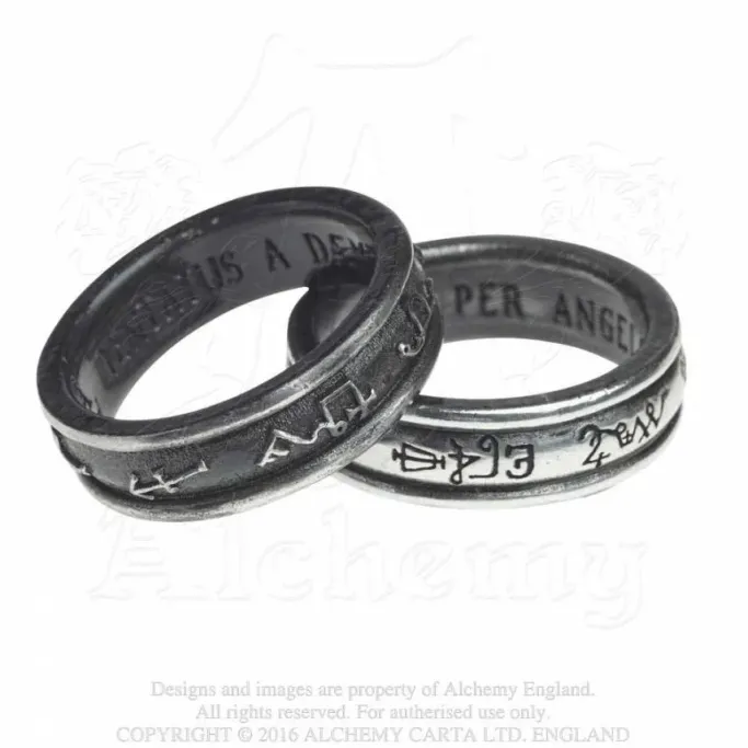 Alchemy Gothic Alchemy Demon Black and Angel White Ring R212