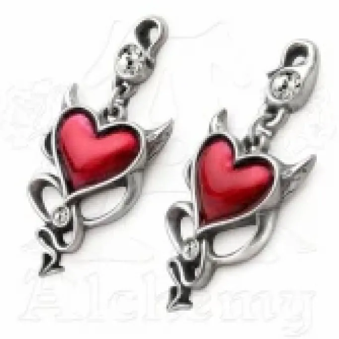 Alchemy Gothic Alchemy Devil Heart Stud Earrings Pair UL17 ULFE22