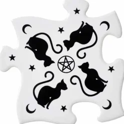 Alchemy Gothic Black Cats Jigsaw Coasters