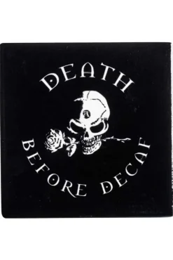 Alchemy Gothic Death Before Decaf Coaster
