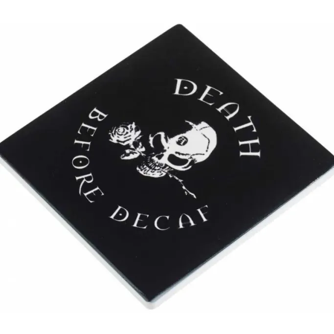 Alchemy Gothic Death Before Decaf Coaster