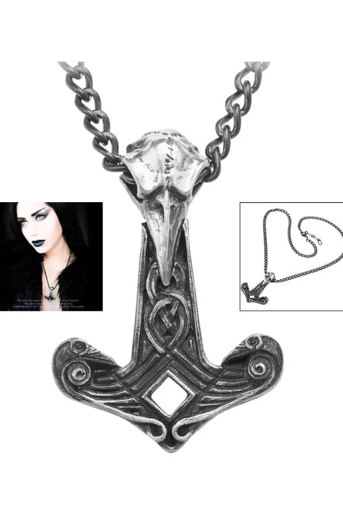 Alchemy Gothic Raven Hammer Pendant