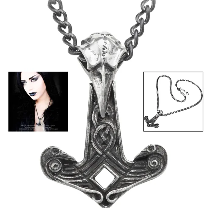 Alchemy Gothic Raven Hammer Pendant