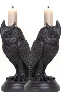 Alchemy Gothic Alchemy Owl of Astrontiel Candlestick Pair