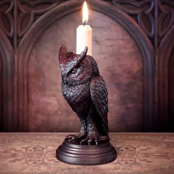 Alchemy Gothic Alchemy Owl of Astrontiel Candlestick Pair