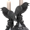 Alchemy Gothic Alchemy Pair of Poe's Raven Candlesticks