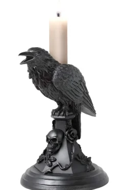 Alchemy Gothic Alchemy Pair of Poe's Raven Candlesticks