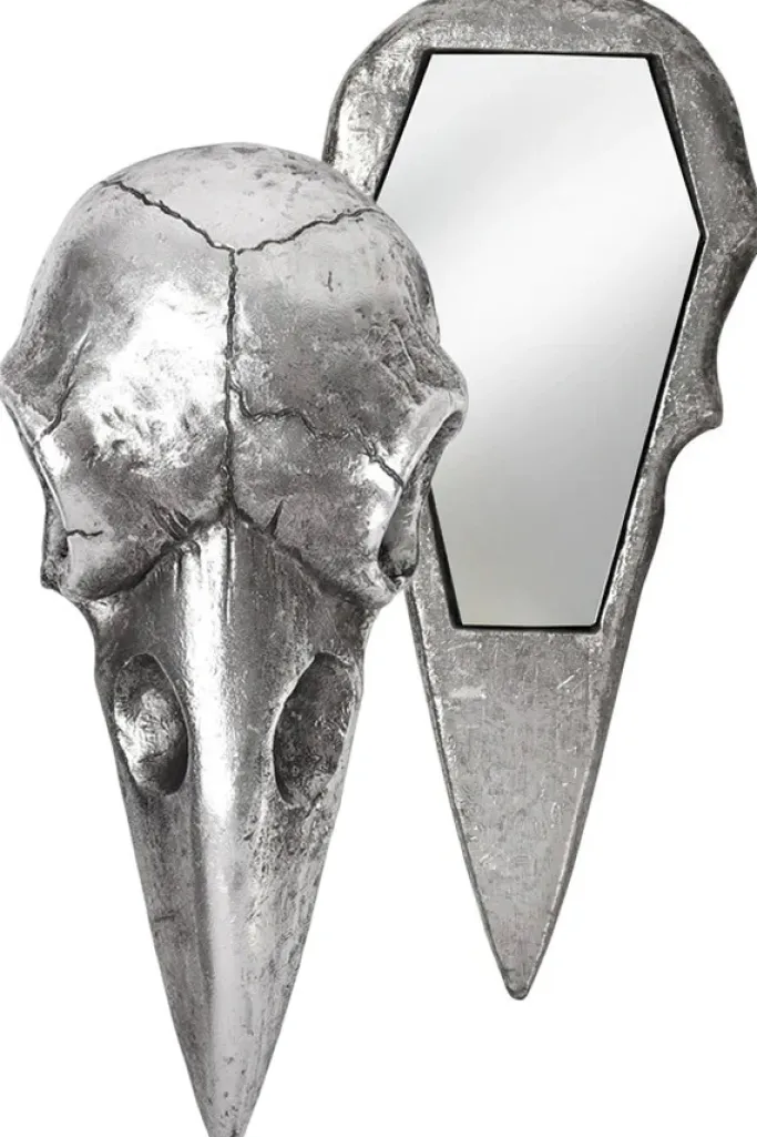 Alchemy Gothic Alchemy Silver Raven Skull Hand Mirror