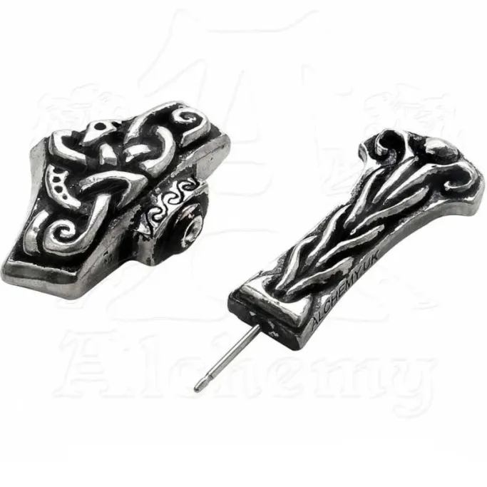 Alchemy Gothic Alchemy Thunderstick Thors Hammer Earring