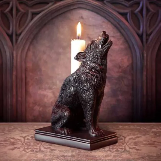 Alchemy Gothic Alchemy Ulula Noctis Wolf Candlestick