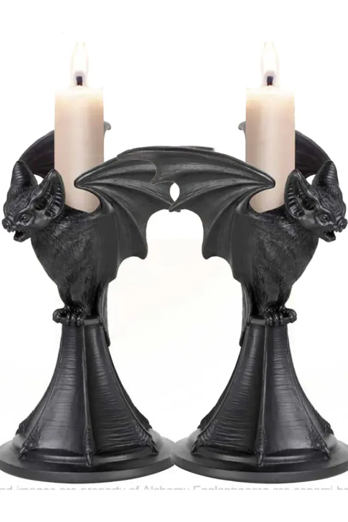 Alchemy Gothic Alchemy Vespertilio Bat Candlesticks Pair