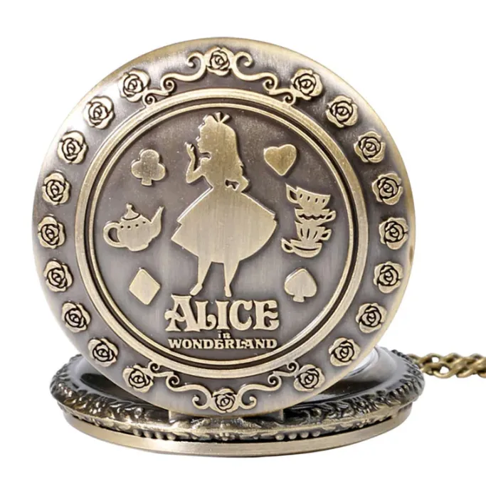 Pocketwatches Alice In Wonderland Steampunk Pocket Watch on Necklace Chain