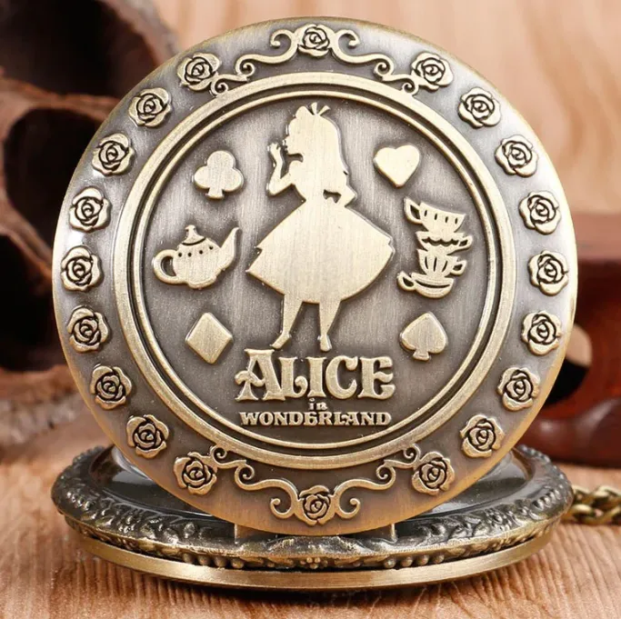 Pocketwatches Alice In Wonderland Steampunk Pocket Watch on Necklace Chain