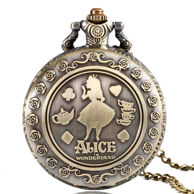 Pocketwatches Alice In Wonderland Steampunk Pocket Watch on Necklace Chain