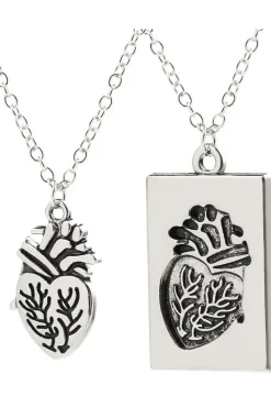 Gothic and Steampunk Jewellery Anatomical Heart Love Token Necklace Set