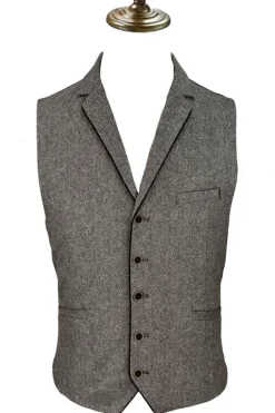 Kaymans Angelo Brown Herringbone Tweed Waistcoat