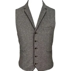 Kaymans Angelo Brown Herringbone Tweed Waistcoat