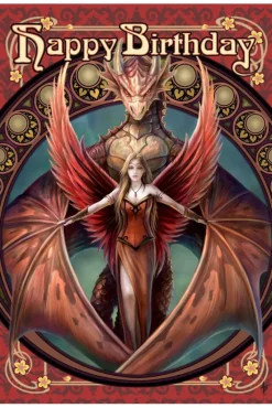 Eastgate Anne Stokes Copperwing Dragon Birthday Card