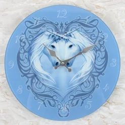 Something Different Anne Stokes Unicorn Heart Glass Clock