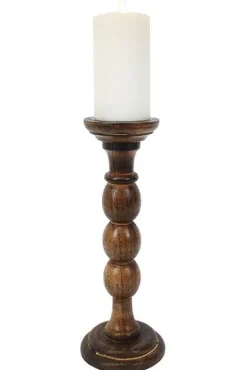 Something Different Antique wooden candle stand 30cm
