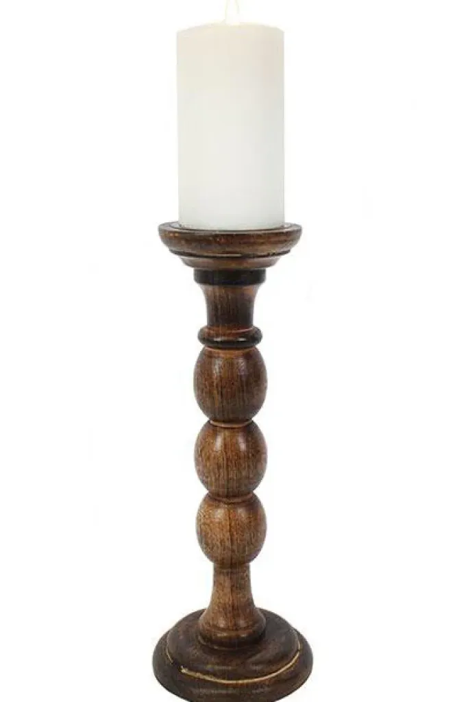 Something Different Antique wooden candle stand 30cm
