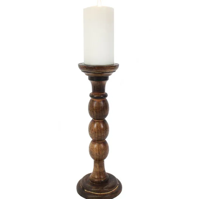 Something Different Antique wooden candle stand 30cm